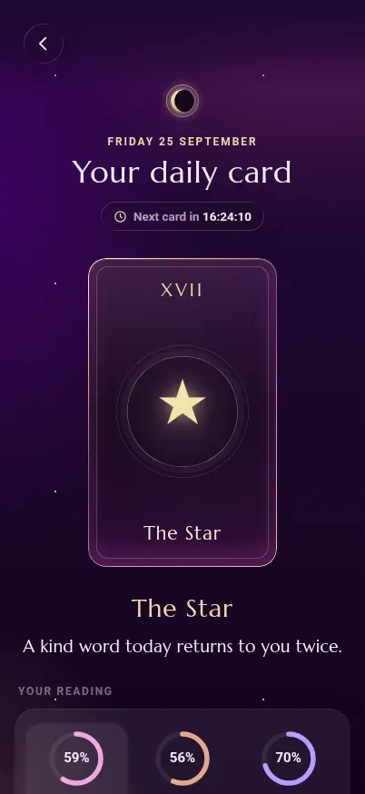 The Star, revealed as today's tarot card